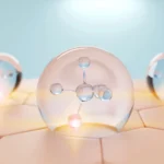 Abstract 3D visualization of B-vitamin molecules for hair and lash health.