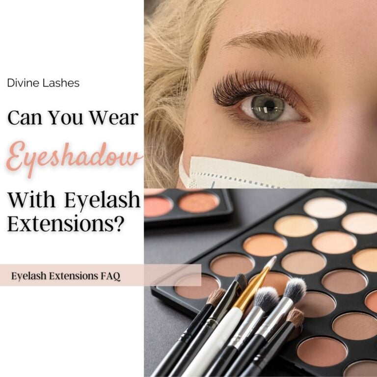 Can you wear eyeshadow with eyelash extensions? Eyelash extensions close-up with an eyeshadow palette