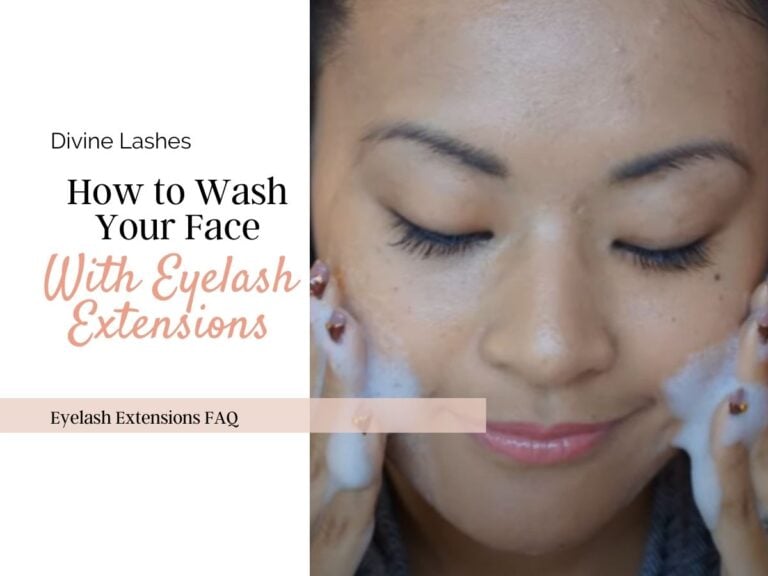 How to wash your face with eyelash extensions. Naoko puts cleanser on her cheeks.