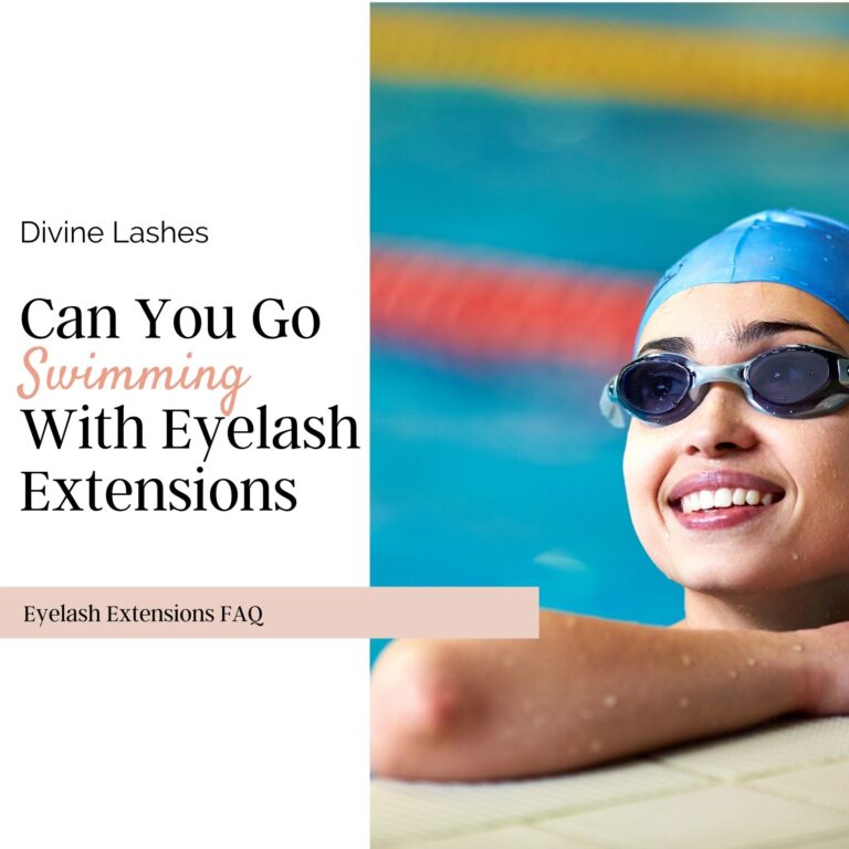 Woman swimming with eyelash extensions