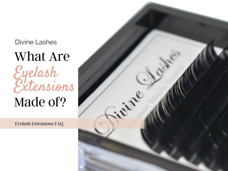 What are eyelash extensions made of? Eyelash extension tray in the background.